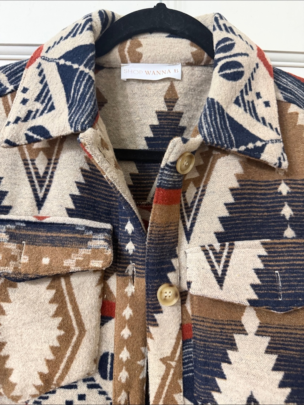 Rust & Navy Patterned Utility Jacket - Unbranded - Picture 3 of 4